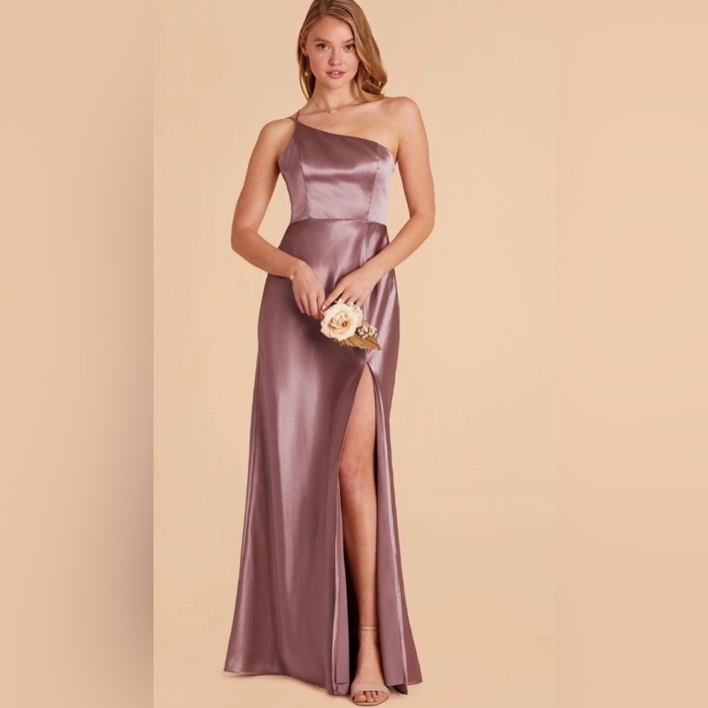 Birdy Grey One Shoulder Dark Mauve Satin Bridesmaid Dress